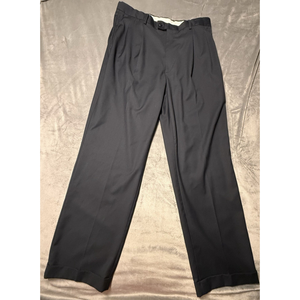 Louis Raphael Pants 36 X 32Men’s Dress Slacks Dark Blue, Buttoned Back Pockets,